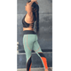 COLOR BLOCK FULL LENGTH LEGGING | Smoke Green/Organge - Legging Fetish