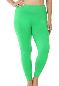 PLUS MICROFIBER POCKET LEGGING | BRIGHT GREEN] - Legging Fetish