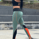 COLOR BLOCK FULL LENGTH LEGGING | Smoke Green/Organge - Legging Fetish